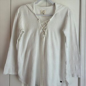 Billabong Tunic Women's Medium White Hooded with Front Tie Y2K
